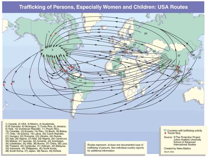 Trafficking map: USA Routes