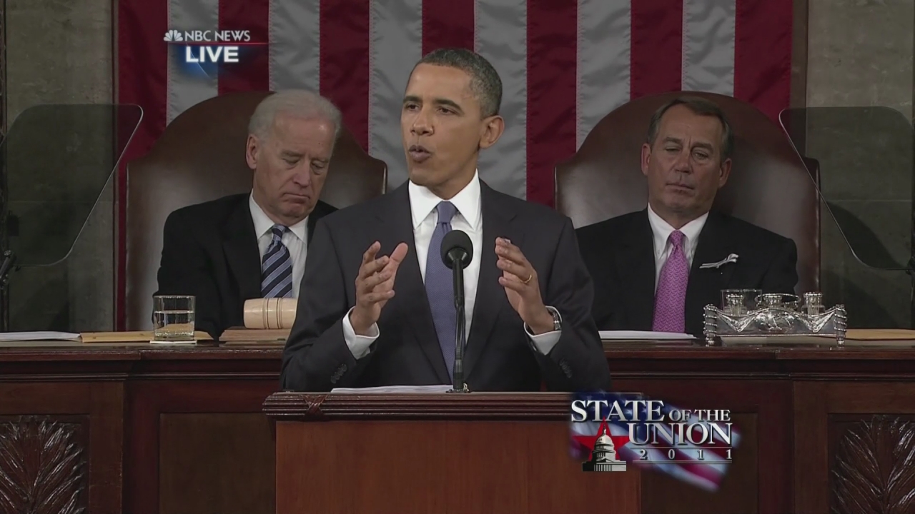 Obama gives his State of the Union speech in 2011 Obama gives his State of the Union speech in 2011