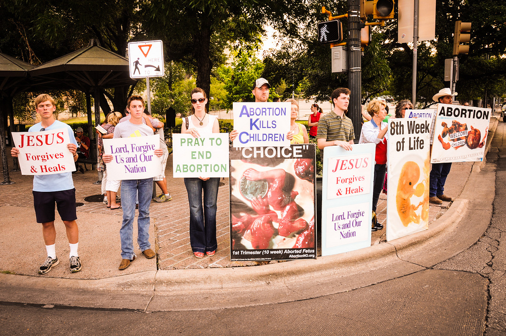 Anti-abortion protesters outside Texas state capitol