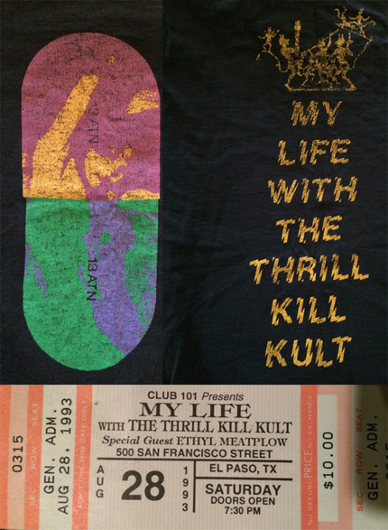 mltkk smaller my life with the thrill kill kult t-shirt and ticket