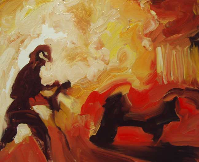Paris Riots Oil on Wood Panel Painting Joy Garnett