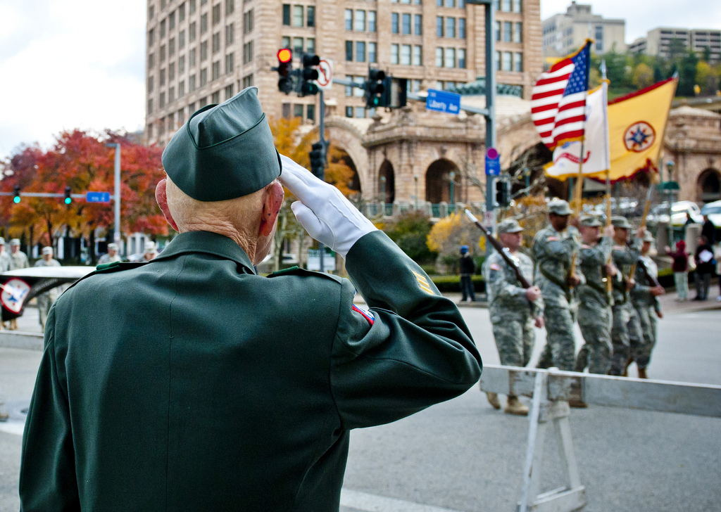 US Military Salute WWII Vet Veterans Day 2014
