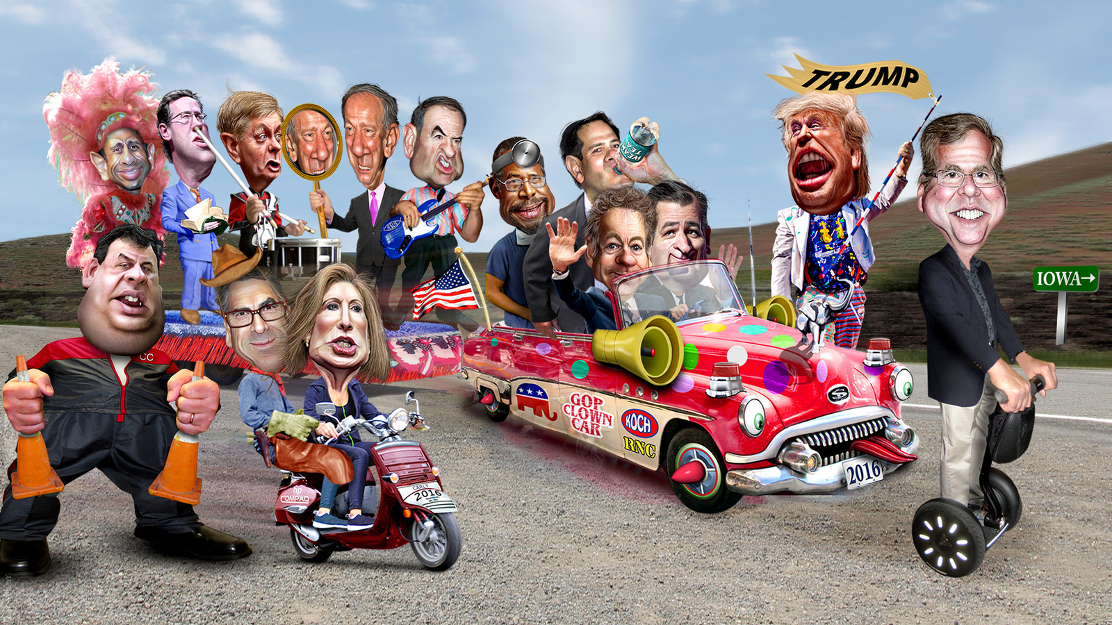 2016 GOP Clown Car Donkey Hotey