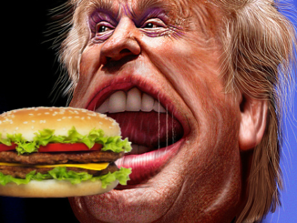 Trump Burger in Mouth DonkeyHotey