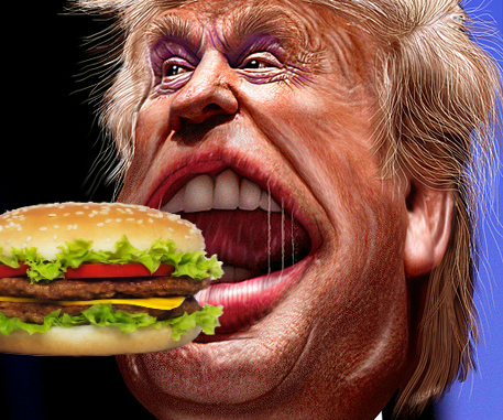 Trump Burger in Mouth DonkeyHotey